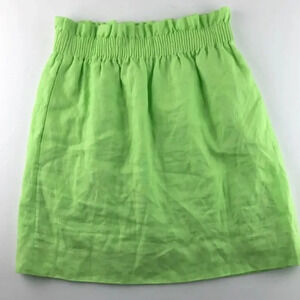 J Crew Women’s Bright Neon Green Linen Mini Skater Skirt